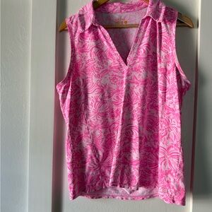 Lilly Pulitzer Luxletic Pink Floral V-Neck Sleeveless Top